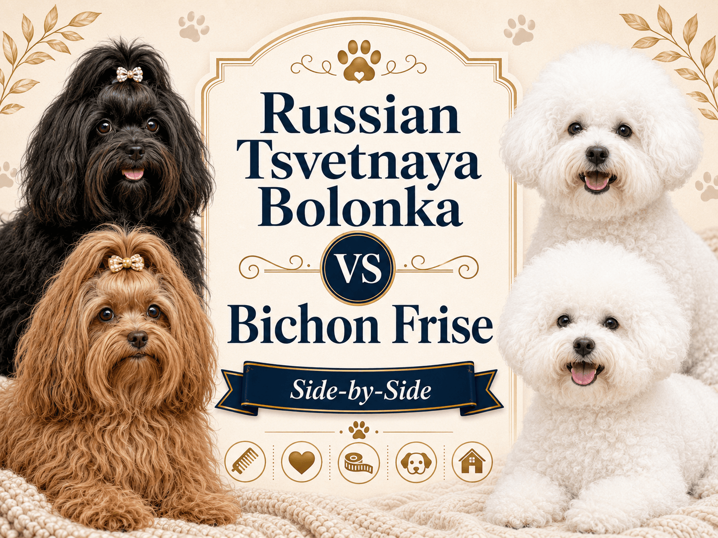 Russian Tsvetnaya Bolonka vs Bichon Frise — Side-by-Side